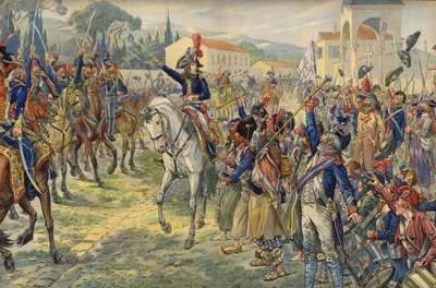 Napoléon Bonaparte à son arrivée dans la ville occupée de Nice - Jacques Marie Gaston Onfray de Breville (Job)